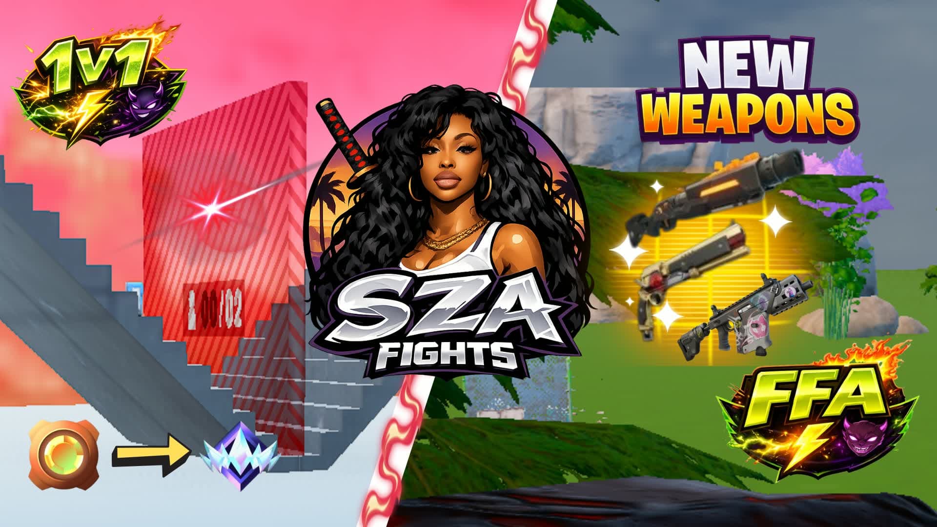 SZA FIGHTS | 1v1 | FFA | RANKS |New GUNS