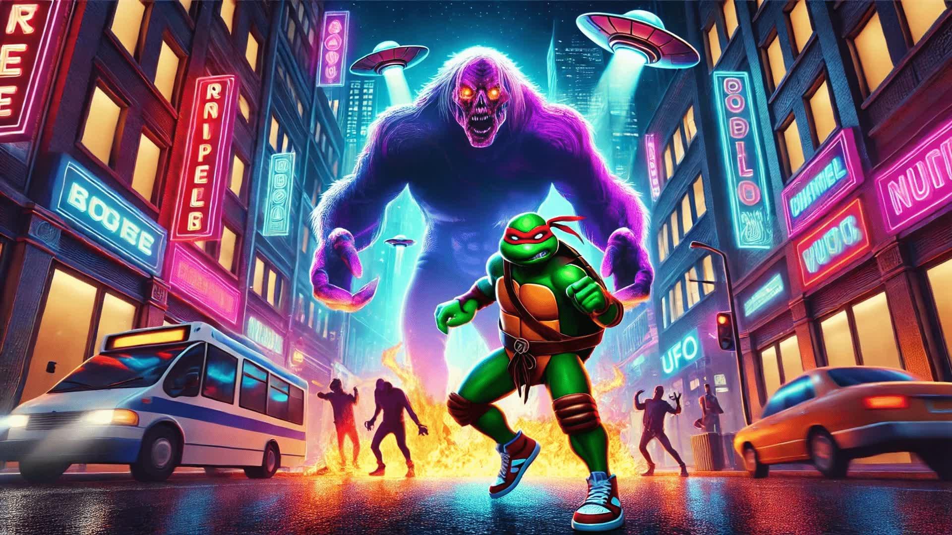 TMNT Street Battle versus zombies