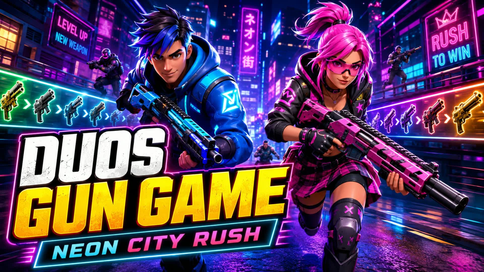 Duos Gun Game: Neon City Rush