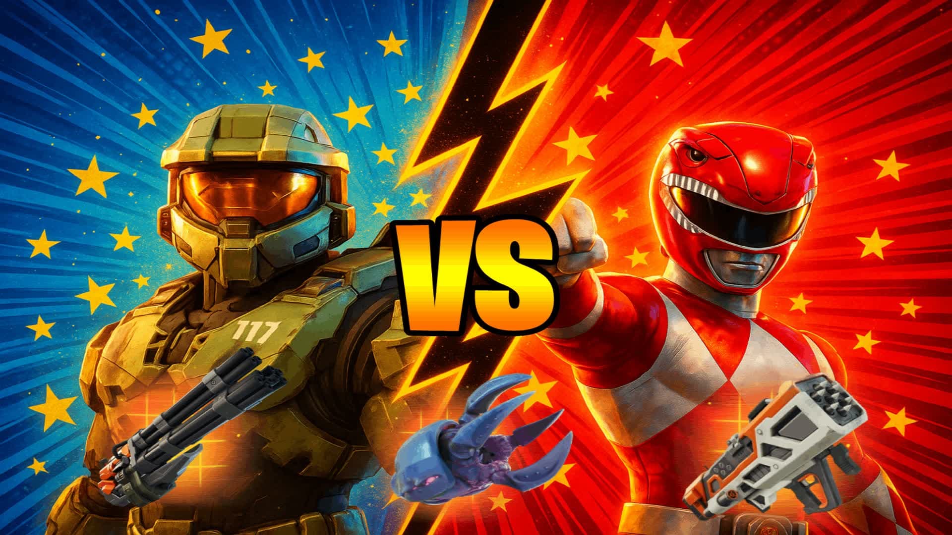 CHIEF VS POWER RANGER RED VS BLUE