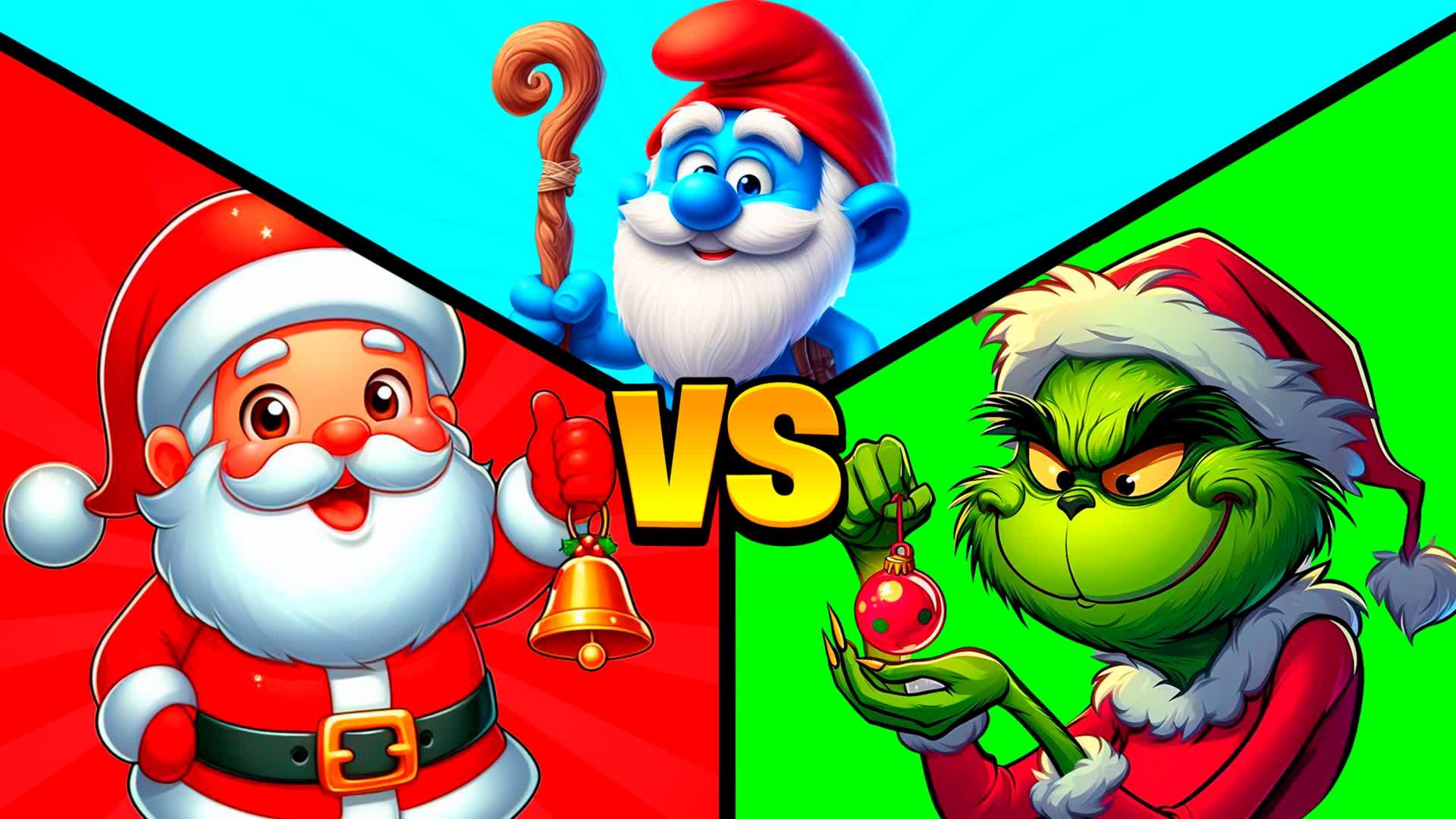 SANTA VS GRINCH VS PAPA SMURF 🔴 🔵 🎄