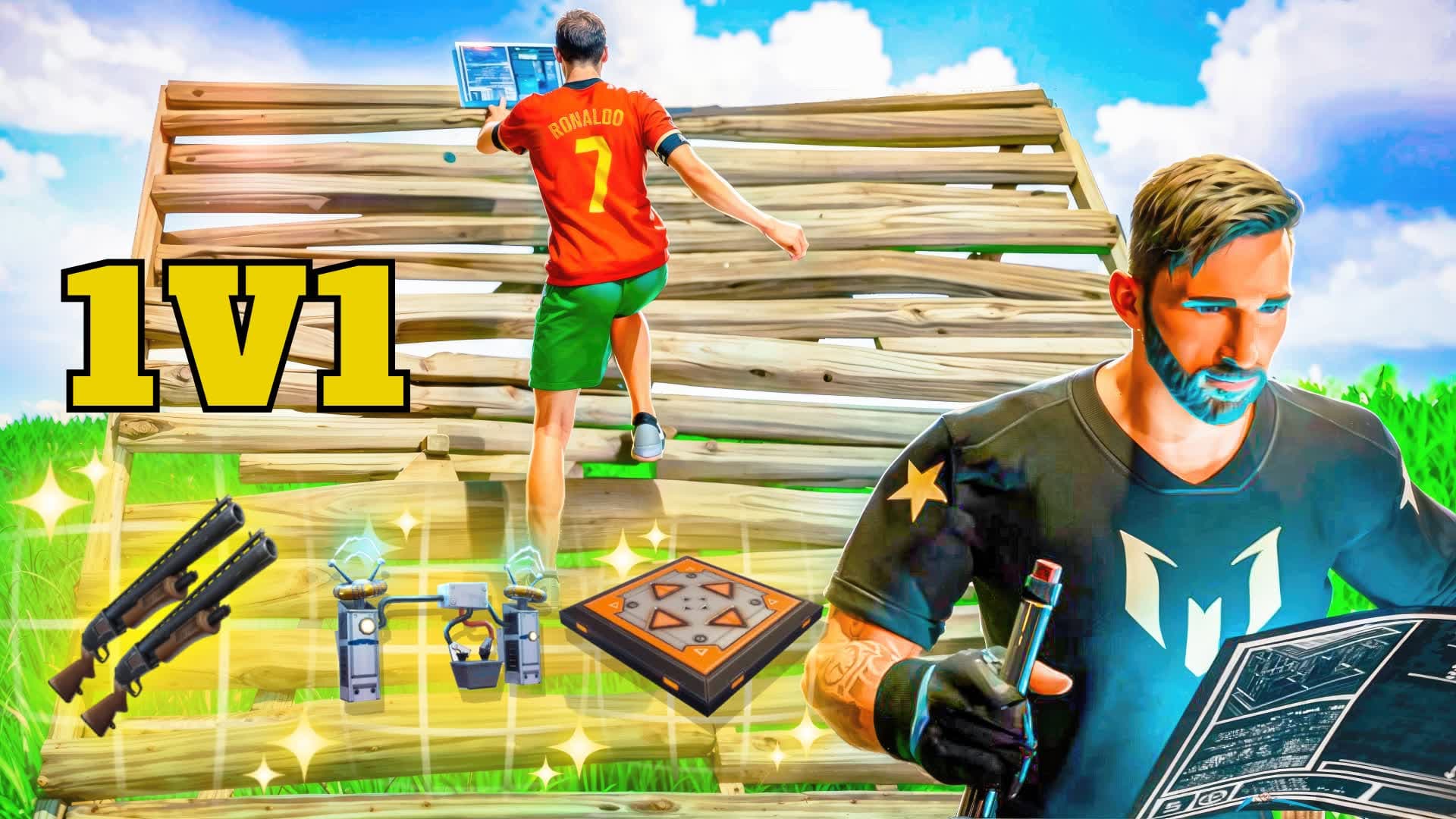 Messi vs CR7 1V1 BUILD FIGHTS