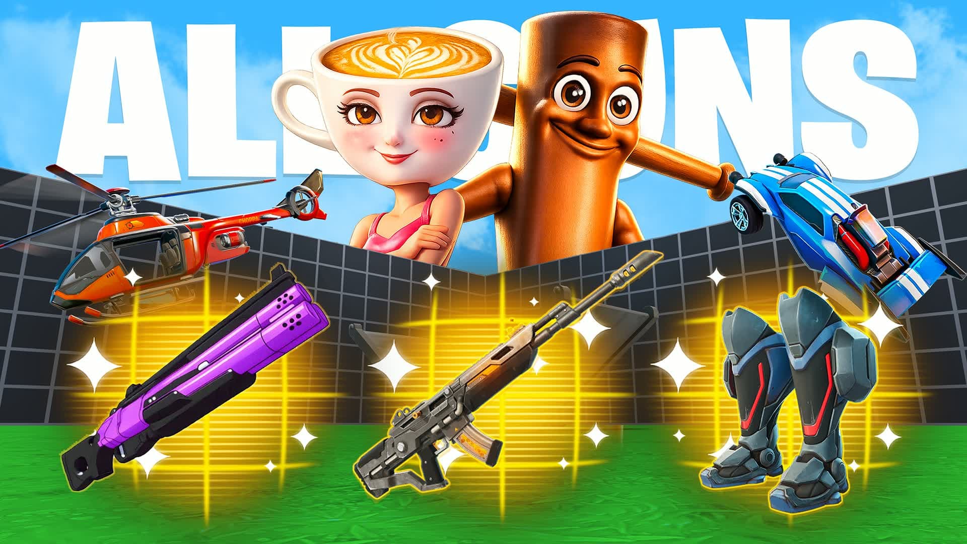 SUPER 1V1 ALL GUNS & CARS - كل الاسلحة