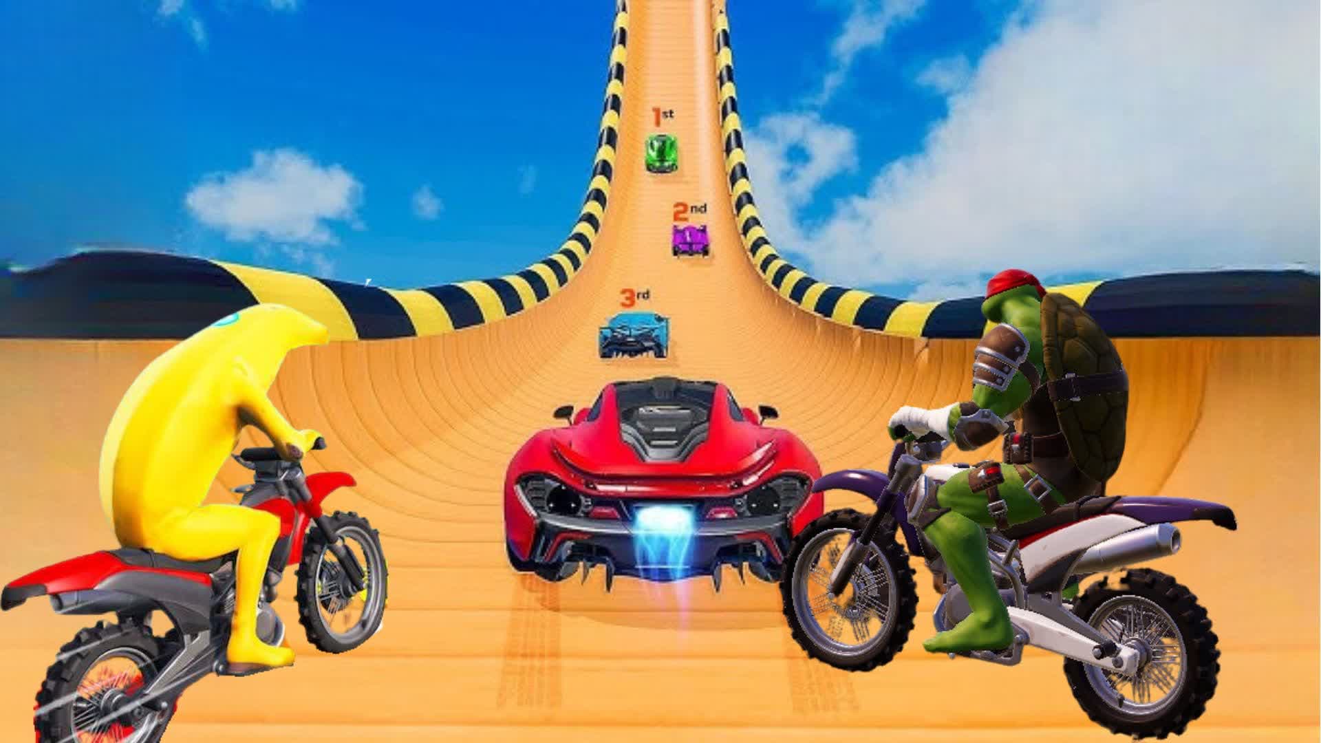 😵TMNT  BIG RAMP ON THE CRAZY ROAD