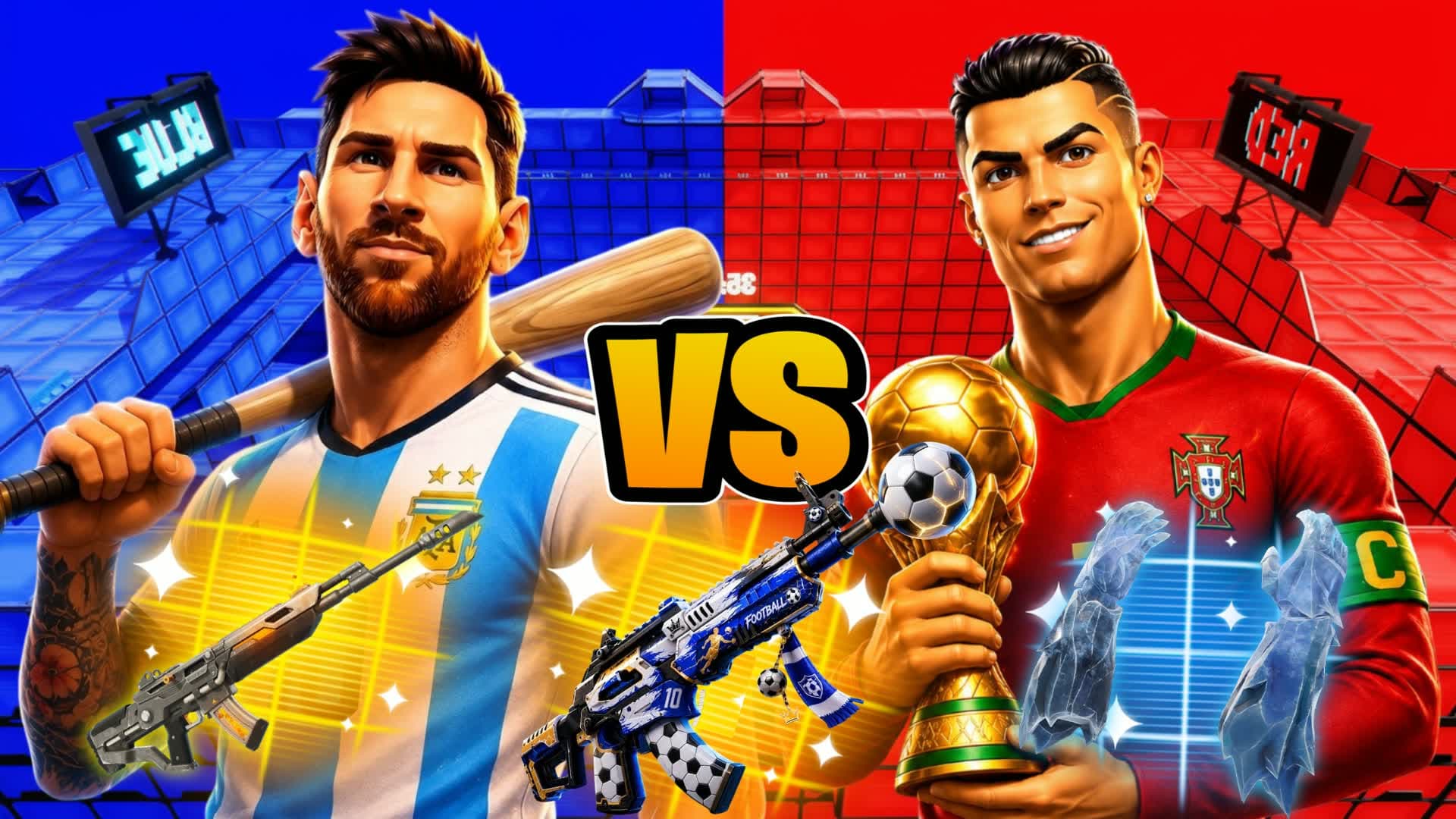 RONALDO VS MESSI RED VS BLUE STAR WARS
