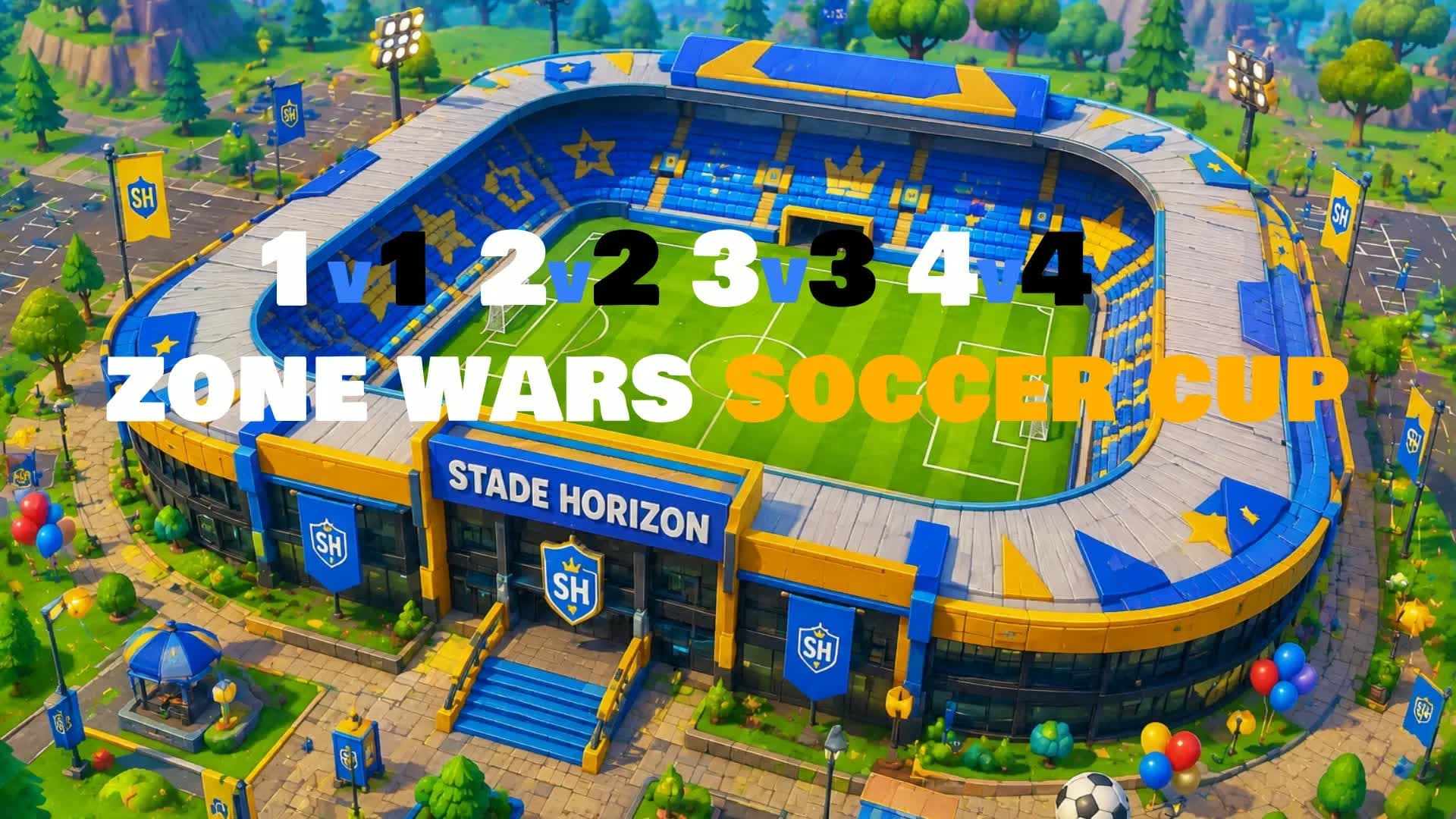 1v1 2v2 3v3 4v4 zone wars soccer cup