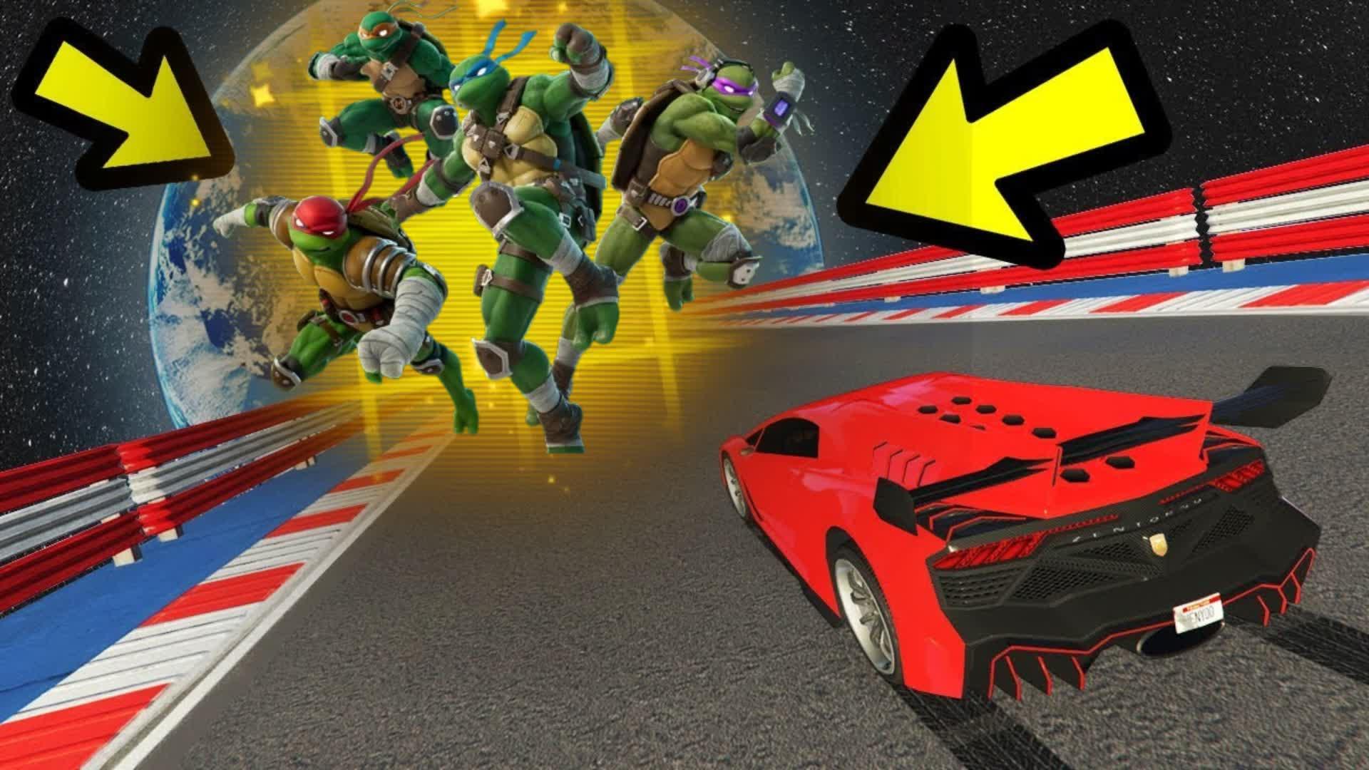 TMNT DRIVING MEGA RAMP * ALL WEAPONS