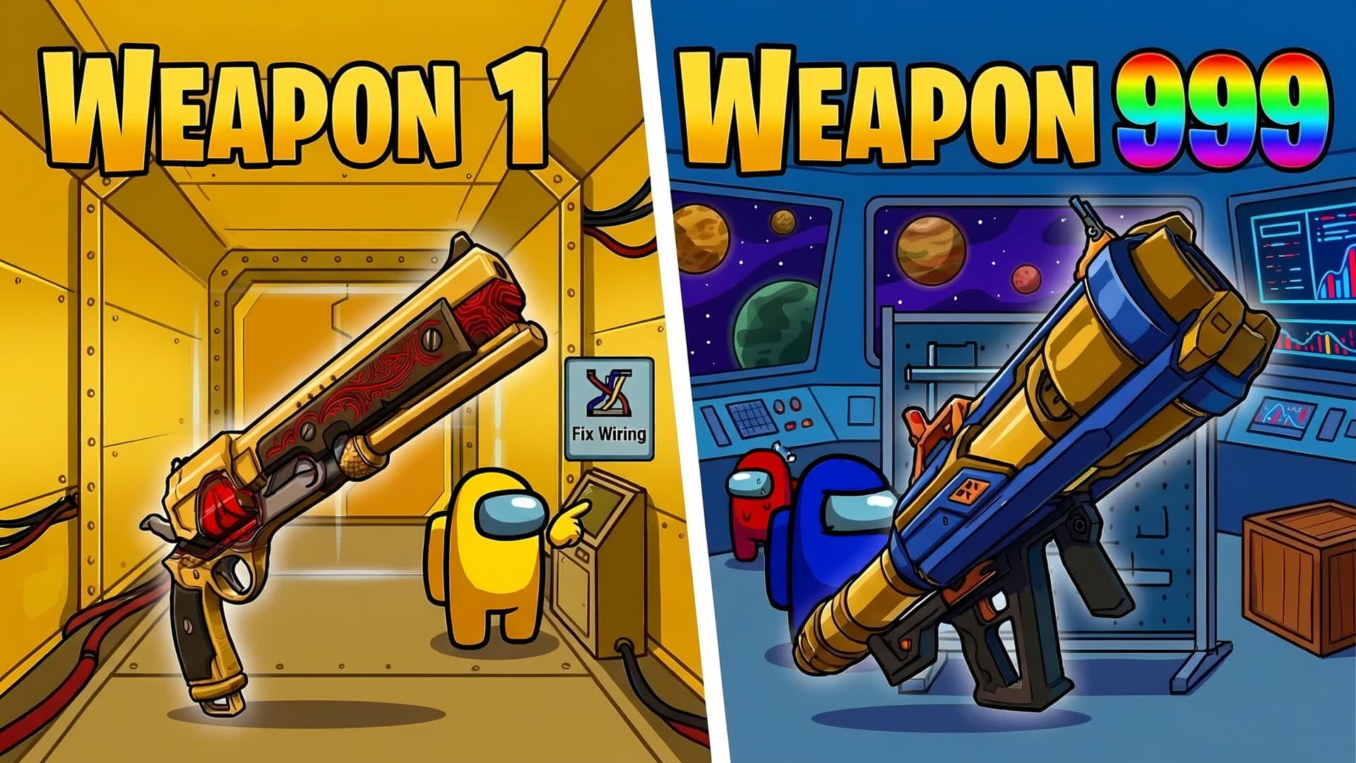 1V1V1🤫AMONG US ⭐GUN GAME 🔫ONE SHOT